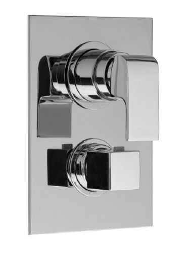Designer Unterputz Thermostat UNA18 "QUADRO" chrom mit 3-Wege Umsteller inkl. Unterputzelement !
