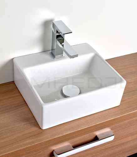 Design Kompakt Waschbecken "QUADRO", weiß, 33,5 x 29cm, mit NANO Beschichtung