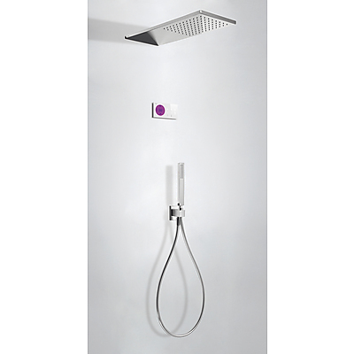 TRES Digitale Design Unterputz Duschanlage mit QUADRO Edelstahl Regenbrause 55x21cm und Brauseset