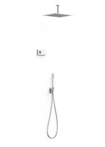 TRES Digitale Design Unterputz Duschanlage mit Quadro Regenbrause 30x30cm, Deckenarm, Brauseset