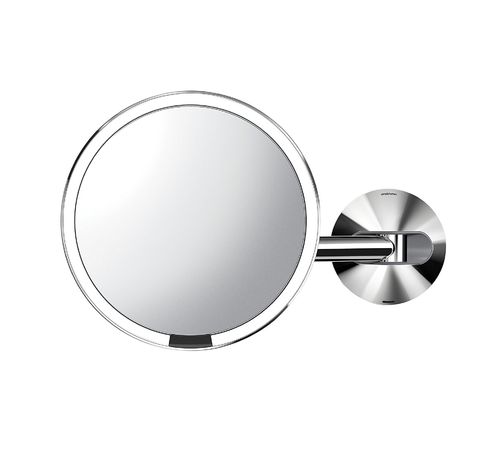 Simplehuman ST3016 - Wand Edelstahl Sensor LED Kosmetikspiegel, 5-fach Ø23cm, DIREKTANSCHLUSS, CHROM
