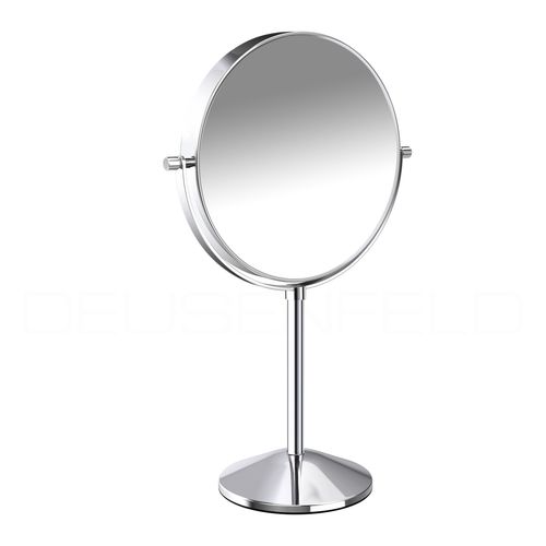 DEUSENFELD SK52C - Doppel Stand Kosmetikspiegel, Make-Up Spiegel, 5-fach + Normal, Ø20cm, verchromt
