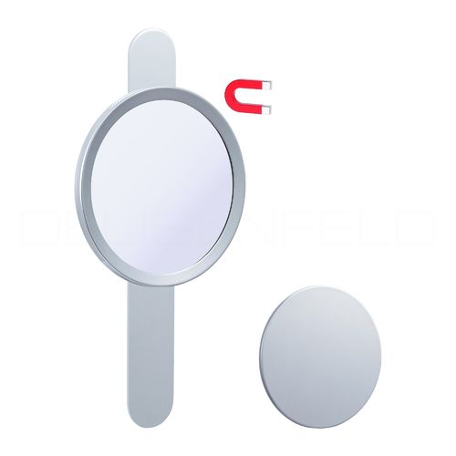 DEUSENFELD KM7C - Magnet Klebe Kosmetikspiegel mit 2 Wandplatten, magnetisch Ø15cm, 7-fach, chrom